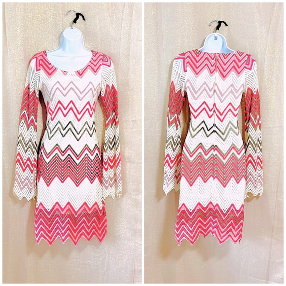 Pookie & Sebastian Dresses & Skirts - Pookie & Sebastian Chevron Lace Bell Sleeve Dress | Boho Chic | Size Small